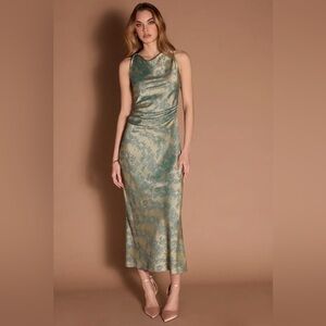 Azazie Atelier Gelina Platinum Teal Maxi Dress